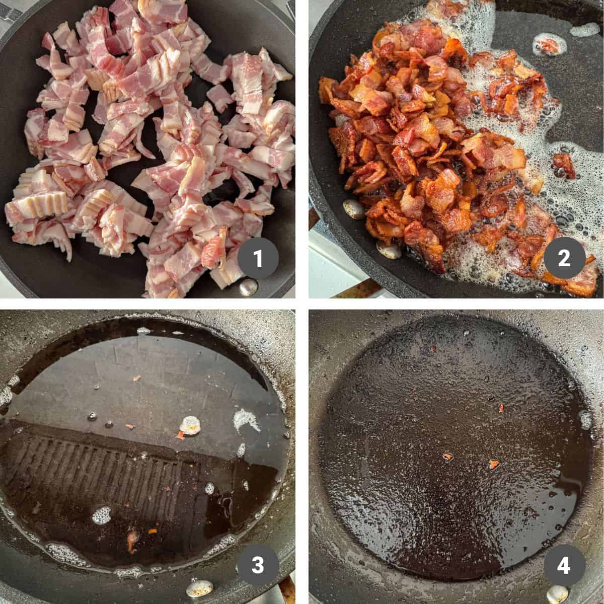 Cooking bacon in a skillet.