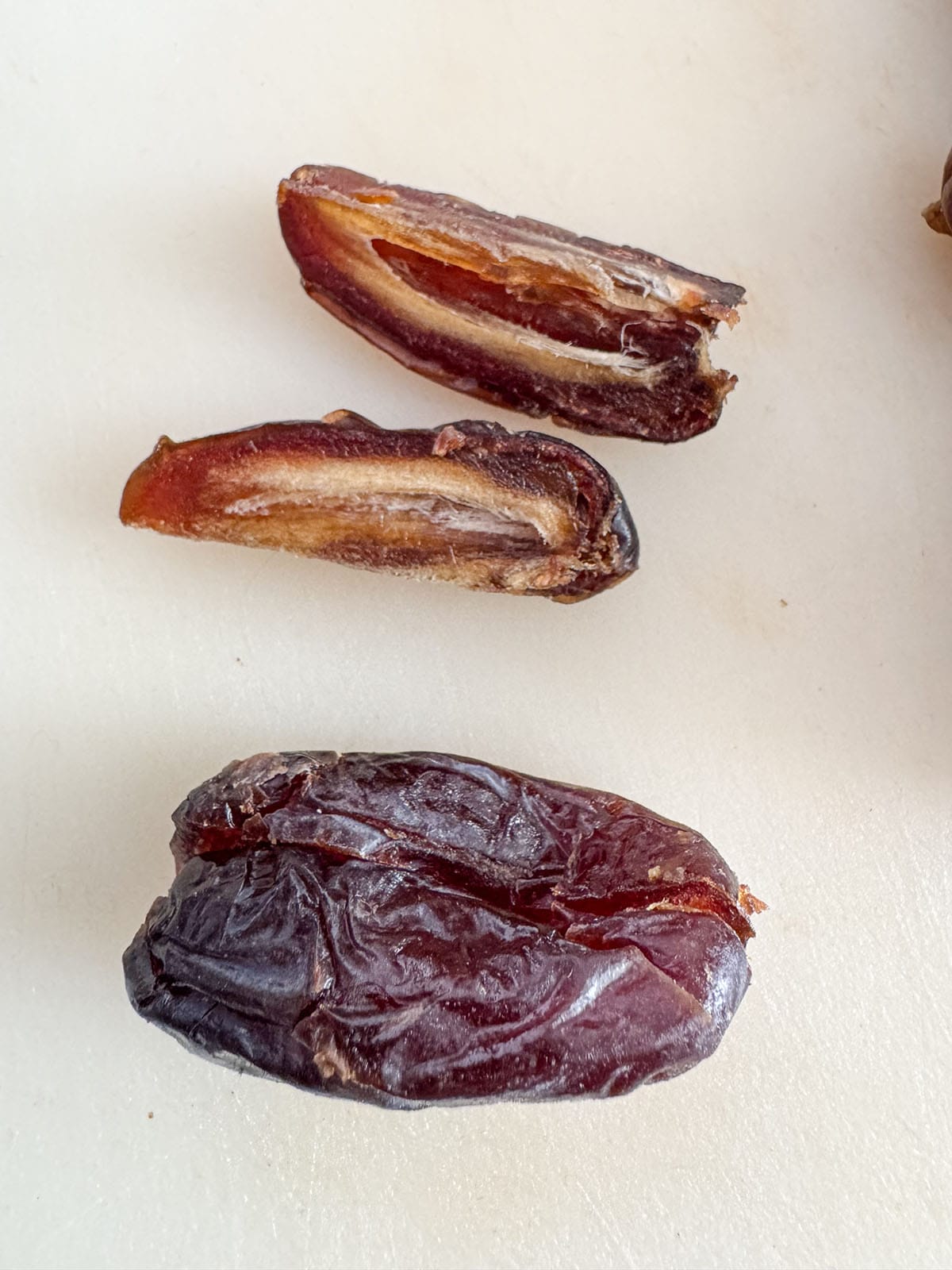 Sliced Medjool dates.