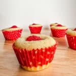 Mini raspberry muffin on a table.