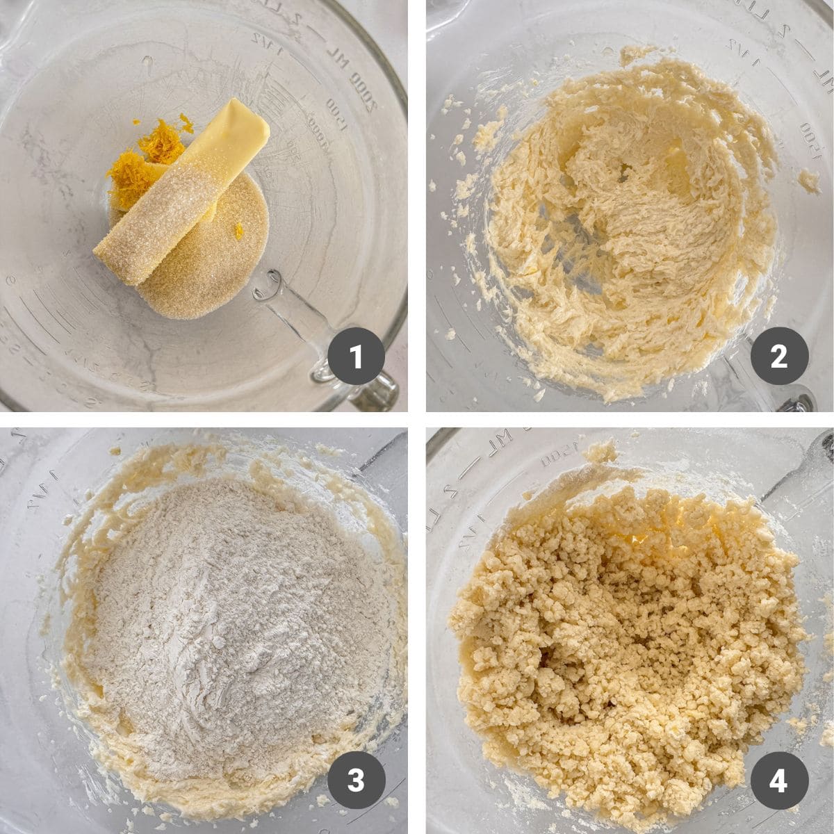 Mixing dough for lemon shortbread cookies.