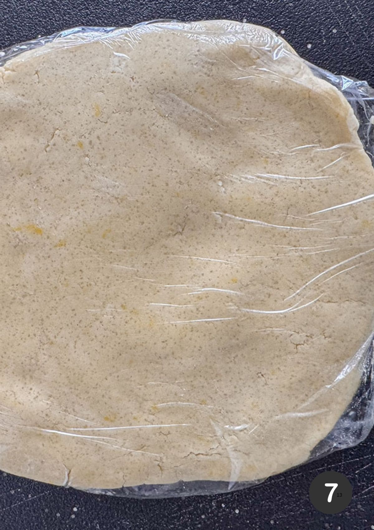 Chilled and wrapped shortbread cookie dough.